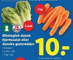 Lidl Økologisk dansk hjertesalat eller danske gulerødder tilbud