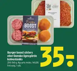 Coop 365 Burger boost sliders eller Danske Egnsgårde kalvesteaks tilbud