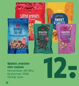 Coop 365 Nødder, mandler eller cashew tilbud