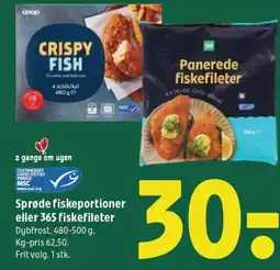 Coop 365 Sprøde fiskeportioner eller 365 fiskefileter Dybfrost. tilbud