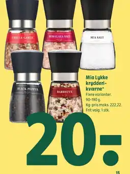 Coop 365 Mia Lykke krydderi- kværne* tilbud