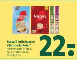 Coop 365 Nescafé kaffe kapsler eller specialiteter* tilbud