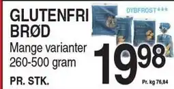 ABC Lavpris GLUTENFRI BRØD 260-500 GRAM tilbud