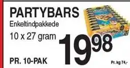 ABC Lavpris PARTYBARS 10 x 27 gram tilbud