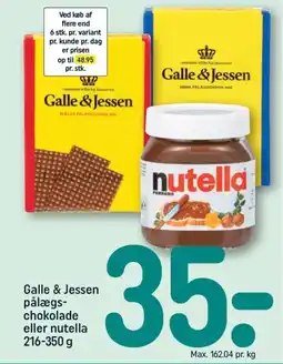 REMA 1000 GALLE & JESSEN Pålægs- chokolade eller nutella tilbud