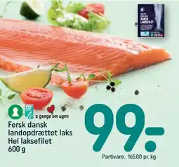 REMA 1000 Fersk dansk landopdrættet laks hel laksefilet tilbud