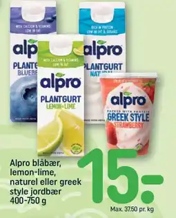 REMA 1000 ALPRO Blåbær, lemon-lime, naturel eller greek style jordbær tilbud