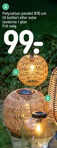 REMA 1000 Polyrattan pendel ø15 cm til batteri eller solar lanterne i glas frit valg tilbud