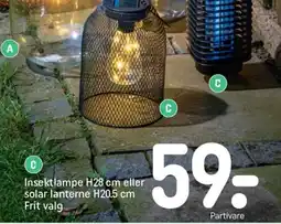 REMA 1000 Insektlampe H28 cm eller solar lanterne tilbud