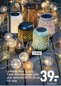 REMA 1000 Lyskæde med 12 led, 2-pak solcellelamper eller solar lanterne tilbud