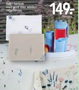 REMA 1000 Dug i hørlook med print eller broderi 140x250 cm tilbud
