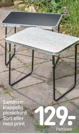 REMA 1000 Sammen- klappelig picnicbord sort eller med print tilbud