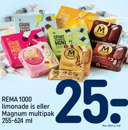 REMA 1000 REMA 1000 limonade is eller magnum multipak tilbud