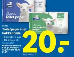 Lidl LAMBI Toiletpapir eller køkkenrulle tilbud