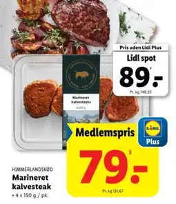 Lidl HIMMERLANDSKØD Marineret kalvesteak tilbud