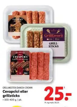 Lidl GRILLMESTER/DANISH CROWN Cevapcici eller grillsticks tilbud