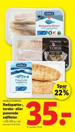 Lidl HAVBLA/THORFISK Rødspætte-, torske- eller panerede sejfileter tilbud
