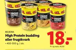Lidl MILBONA High protein budding eller frugtkvark tilbud