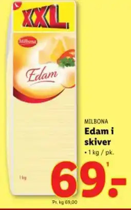 Lidl MILBONA Edam i skiver tilbud