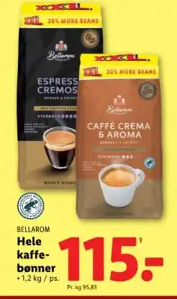 Lidl BELLAROM Hele kaffe- bønner tilbud
