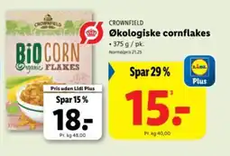 Lidl CROWNFIELD Økologiske cornflakes tilbud