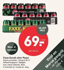 SPAR Faxe Kondi eller Pepsi tilbud