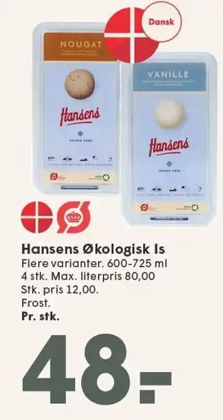 SPAR Hansens Økologisk Is tilbud