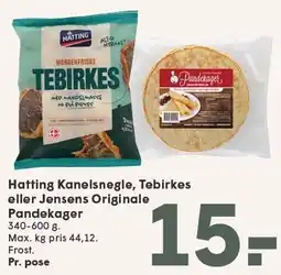 SPAR Hatting Kanelsnegle, Tebirkes eller Jensens Originale Pandekager tilbud