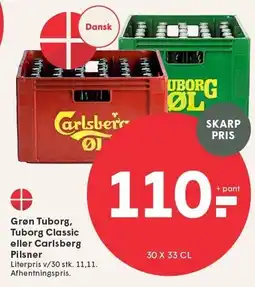 SPAR Grøn Tuborg, Tuborg Classic eller Carlsberg Pilsner tilbud