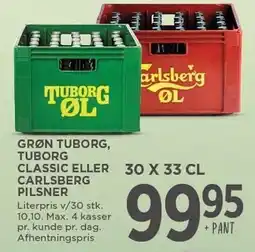 MENY GRØN TUBORG, TUBORG CLASSIC ELLER CARLSBERG PILSNER tilbud