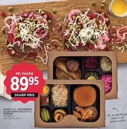 MENY KLAR TIL 2 - PARISERBØF ELLER AMERICAN STYLE BURGER tilbud