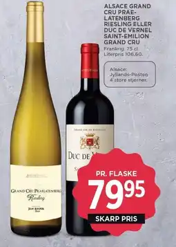 MENY ALSACE GRAND CRU PRAELATENBERG RIESLING ELLER DUC DE VERNEL SAINT-EMILION GRAND CRU tilbud