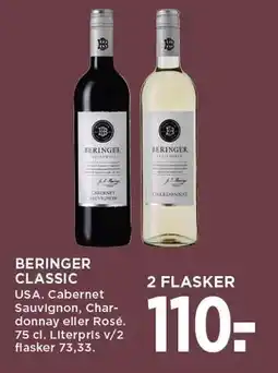 MENY BERINGER CLASSIC - 2 FLASKER tilbud