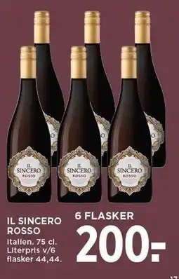 MENY IL SINCERO ROSSO - 6 FLASKER tilbud