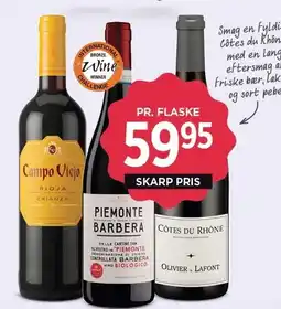 MENY OLIVIER & LAFONT CÔTES DU RHÔNE, CAMPO VIEJO RIOJA CRIANZA ELLER ØKOLOGISK PIEMONTE tilbud