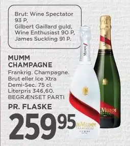 MENY MUMM CHAMPAGNE tilbud