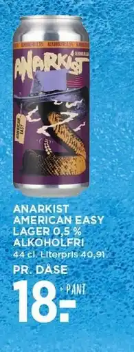 MENY ANARKIST AMERICAN EASY LAGER 0,5% ALKOHOLFRI tilbud