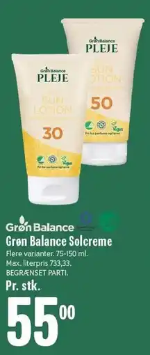 Min Købmand Grøn Balance Solcreme tilbud