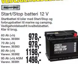 Harald Nyborg BRANFORD Start/Stop batteri 12 V tilbud