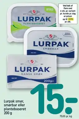 REMA 1000 Lurpak smør, smørbar eller plantebasseret tilbud