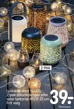 REMA 1000 Lyskæde med LED, 2-pak solcellelamper eller solar lanterne tilbud