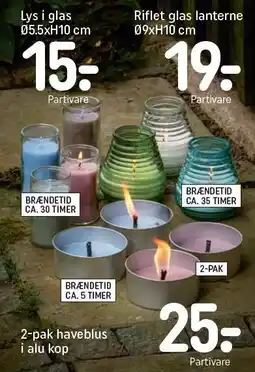 REMA 1000 Lys i glas, Riflet glas lanterne eller 2-pak havblus tilbud