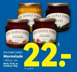 Lidl DEN GAMLE FABRIK Marmelade tilbud