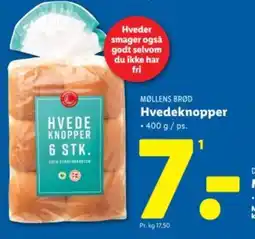 Lidl MØLLENS BRØD Hvedeknopper tilbud