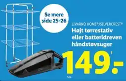 Lidl LIVARNO HOME/SILVERCREST Højt tørrestativ eller batteridreven håndstøvsuger tilbud