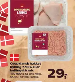 Kvickly COOP Dansk hakket kylling 7-10% eller kyllingelårmix tilbud