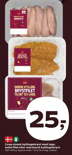 Kvickly COOP Dansk kyllingebryst med lage, inderfilet eller marineret kyllingebryst tilbud