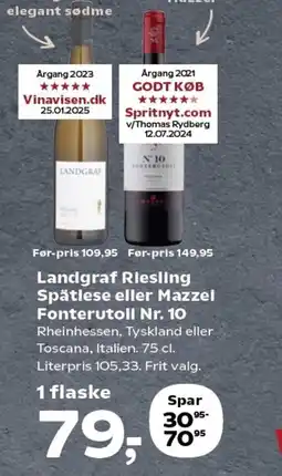 Kvickly Landgraf riesling spätlese eller mazzei fonterutoli nr. 10 tilbud
