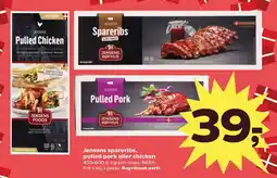 Kvickly Jensens spareribs, pulled pork eller chicken tilbud
