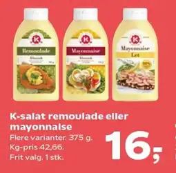 Kvickly K-SALAT Remoulade eller mayonnaise tilbud